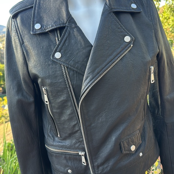 Seven for all mankind genuine leather black moto jacket soft M - Picture 9 of 11